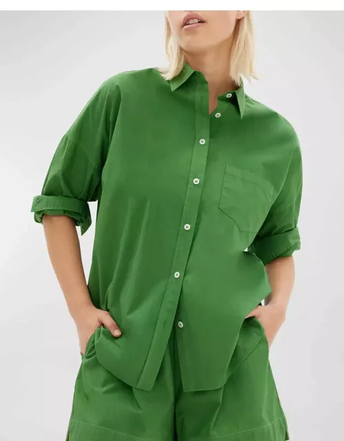 Chiara Garment-Dyed Cotton Button-Front Shirt