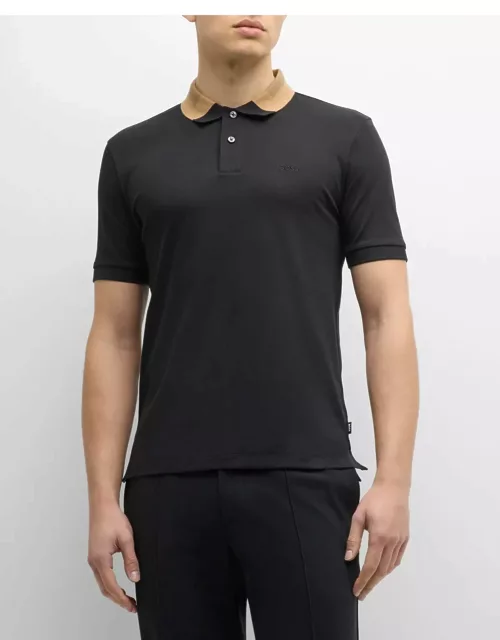 Men's Cotton Contrast-Collar Polo Shirt