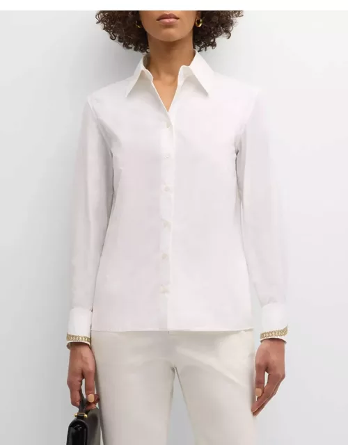 Embroidered Button-Down Cotton Poplin Shirt