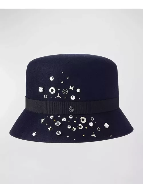 Mini New Kendall Starlight Studded Felt Bucket Hat