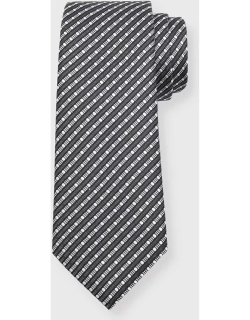 Men's Silk Jacquard Geometric Stripe Tie