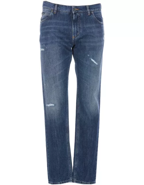 Dolce & Gabbana Straight Leg Distressed Jean