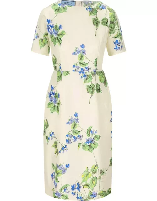 Prada Floral Print Short-sleeve Dres