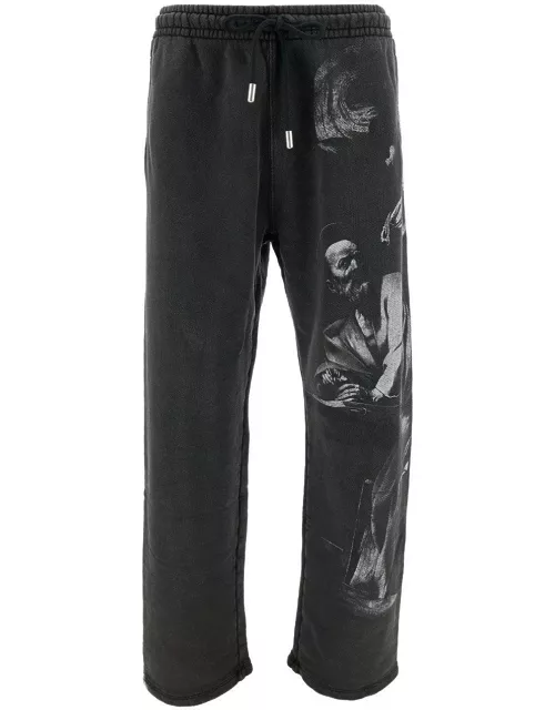 Off-White Pants With Drawstring And Graphic Print