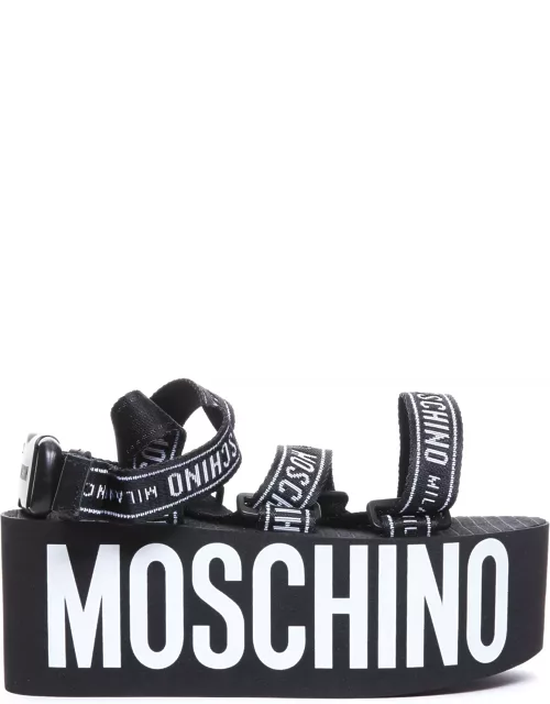 Moschino Logo Tape Wedge Sandal