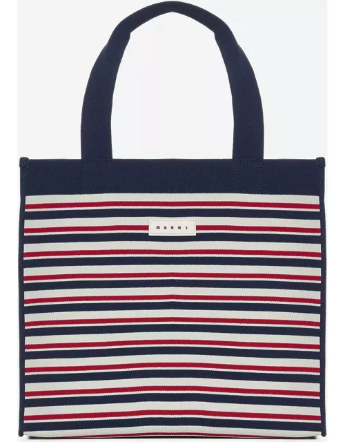 Marni Striped Canvas Medium Shopping Bag