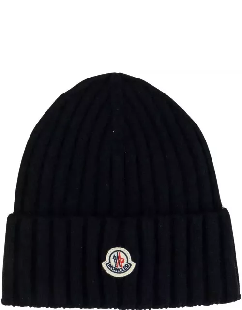 Moncler Logo Patch Ribbed Beanie