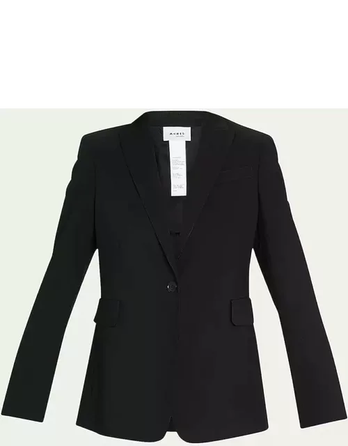One-Button Wool Long Body Blazer Jacket