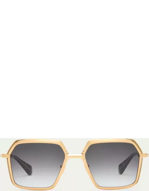 Ugo Gold-Plated Titanium & Acetate Butterfly Sunglasse