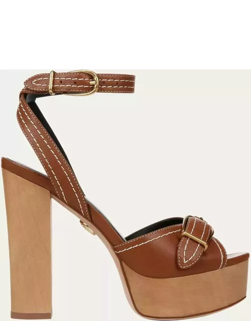 Leonarda Leather Ankle-Strap Platform Sandal