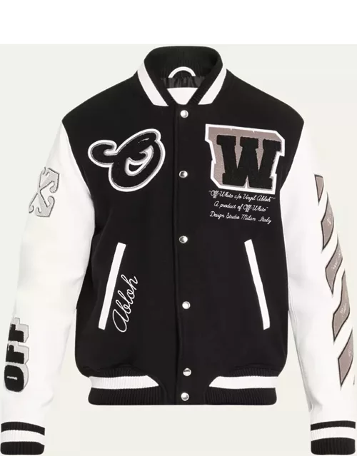 Men's Leather-Sleeve Varsity Jacket