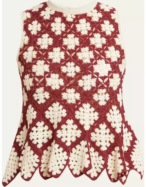 Boden Floral Crochet Sleeveless Top