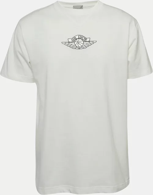 Dior Homme X Air Jordan White Embroidered Cotton Half Sleeve T-Shirt