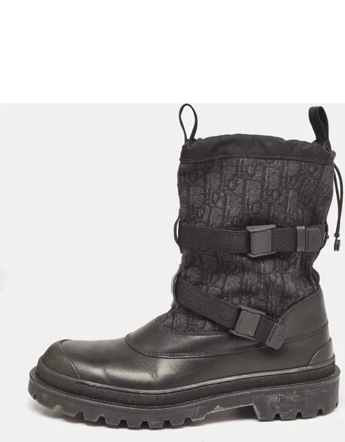 Dior Black Leather and Canvas High Top Combat Boot