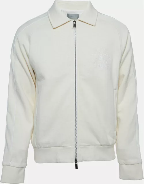 Dior Homme Cream Embroidered Cotton Blend Zip Front Jacket