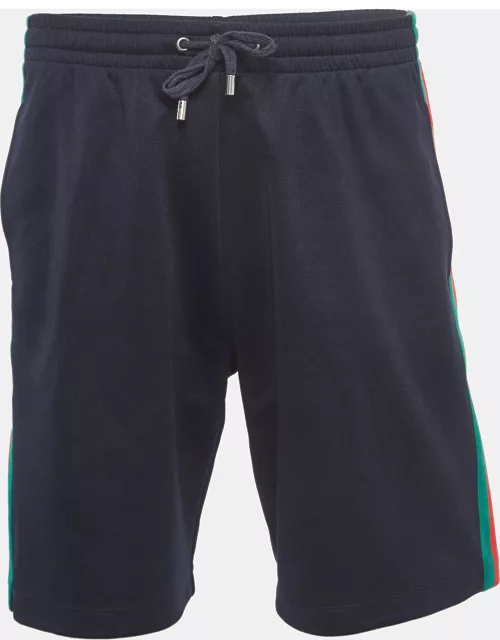 Gucci Navy Blue Side Stripe Technical Jersey Shorts