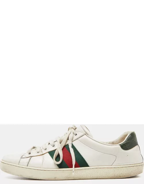Gucci White Leather Web Ace Low Top Sneaker