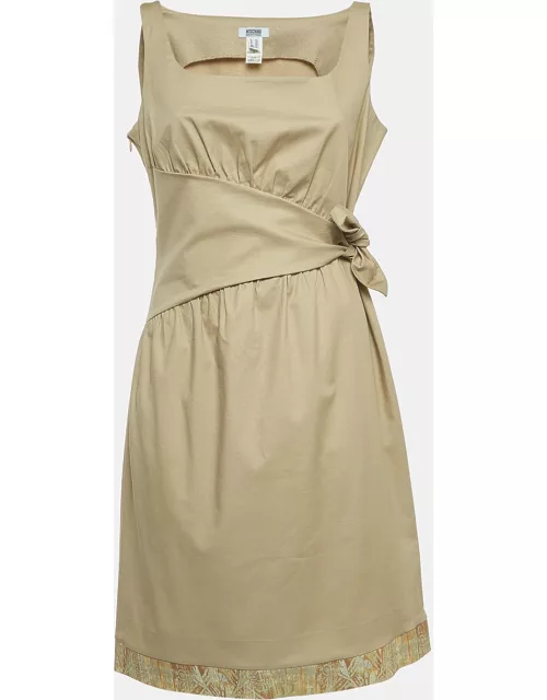 Moschino Cheap and Chic Beige Cotton Blend Tie-Up Detail Mini Dress