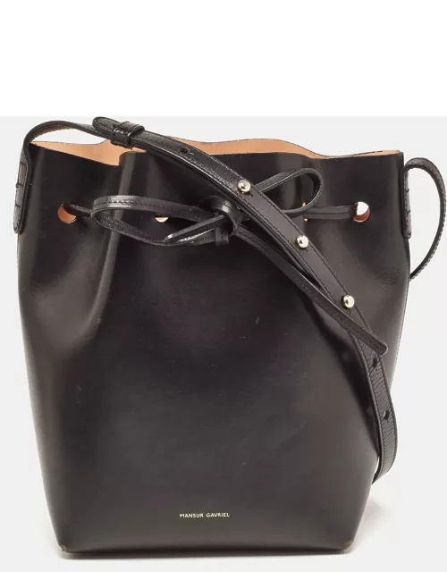 Mansur Gavriel Black Leather Drawstring Bucket Bag