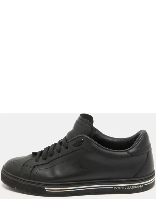 Dolce & Gabbana Black Leather Low Top Sneaker