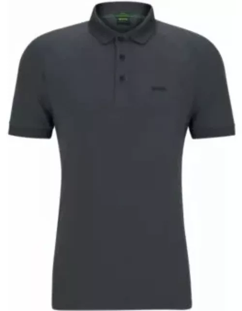Slim-fit polo shirt in structured jersey- Dark Grey Men's Polo Shirt
