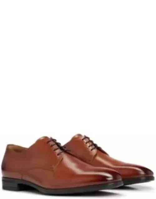 Leather Derby shoes with rubber sole- Brown Men's Business Shoe