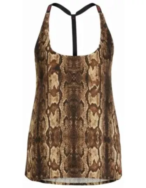 Pajama vest in satin with snake print- Patterned Women's Underwear, Pajamas, and Sock