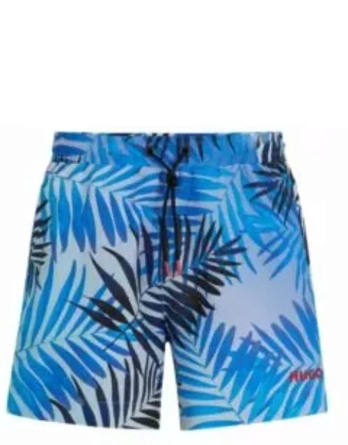 Fully lined swim shorts with seasonal print- Blue Men's Swim Short