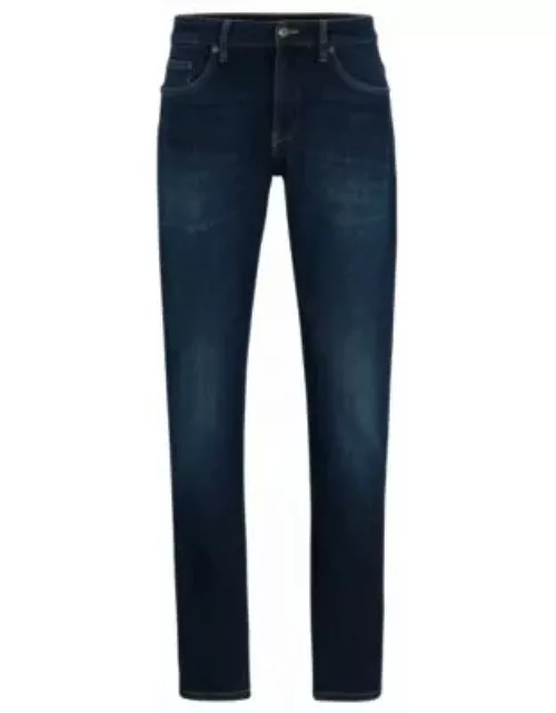 Slim-fit jeans in blue Italian cashmere-touch denim- Dark Blue Men's Jean