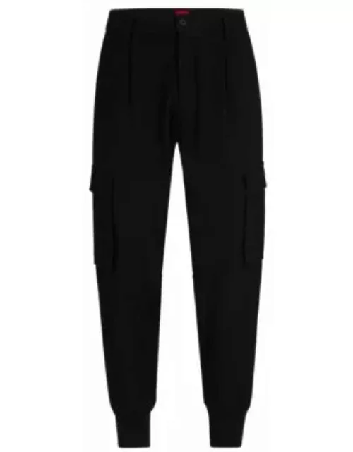 Slim-fit trousers in stretch gabardine- Black Men's Casual Pant