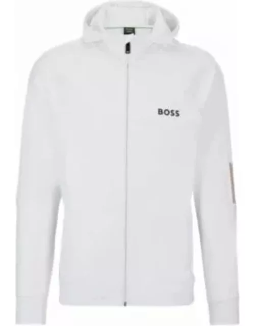 BOSS x MATTEO BERRETTINI Regular-fit zip-up hoodie with signature-stripe artwork- White Men's Tracksuit