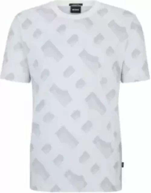 Monogram-jacquard T-shirt in mercerized stretch cotton- White Men's T-Shirt