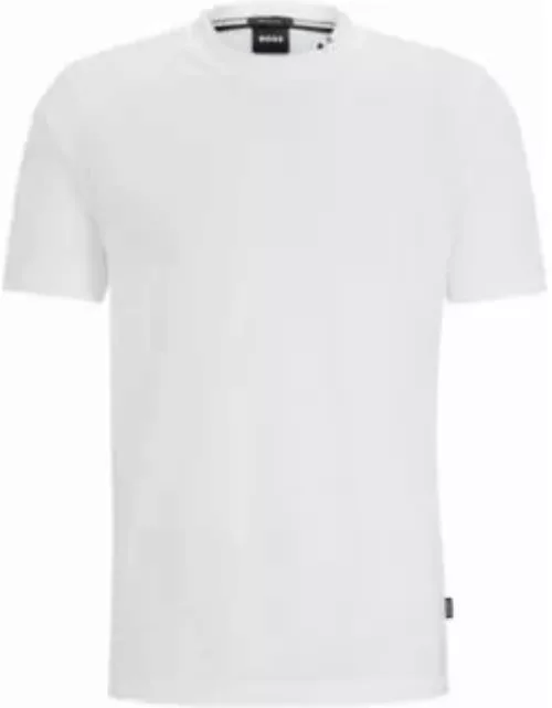 Cotton-jersey T-shirt with signature-stripe collar- White Men's T-Shirt