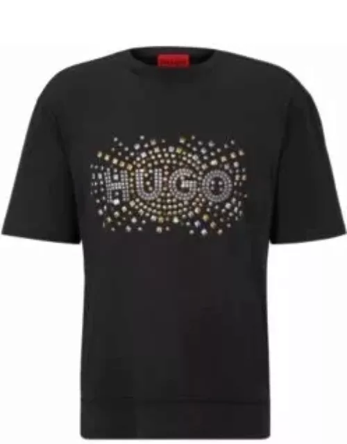 Cotton-jersey T-shirt with stud-effect artwork- Black Men's T-Shirt