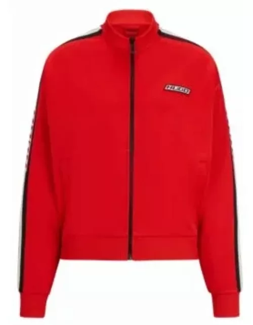 Racing-inspired jacket with striped logo tape- light pink Women's Jackets and Coat