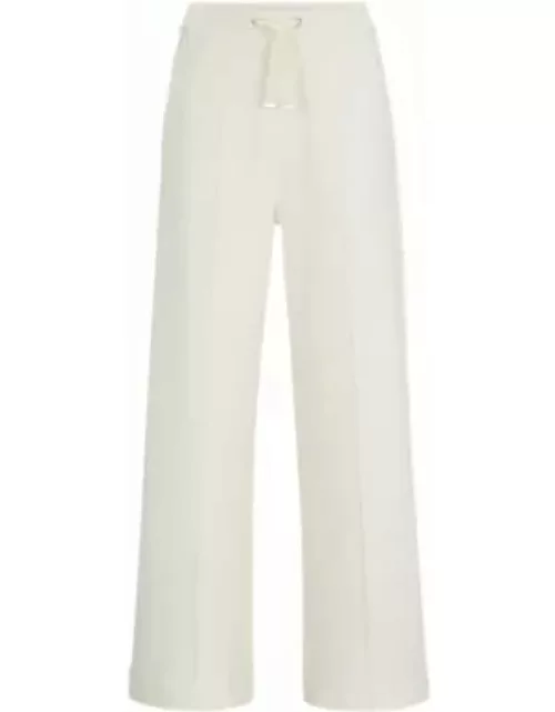 Drawstring trousers with tape trims- White Women's Pant