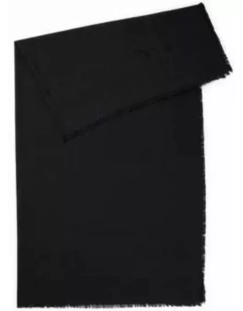 Square scarf in silk and wool with logo details- Black Women's Scarve