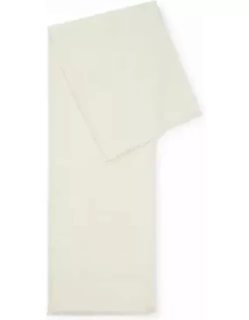 Square scarf in silk and wool with logo details- White Women's Scarve