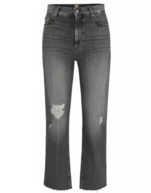 Slim-fit jeans in gray stretch denim- Grey Women's Jean