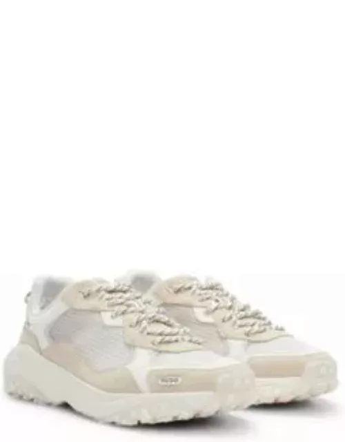 Mixed-material trainers with contrast details- White Women's Sneaker