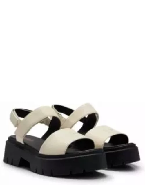Leather sandals with stacked logo- White Women's Sandal