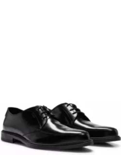 Leather Derby shoes with stacked logo detail- Black Men's Business Shoe