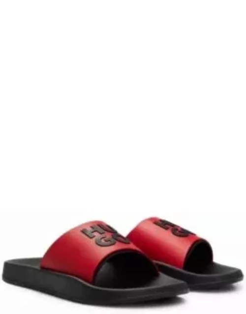 Slides with logo-branded straps- Red Men's Sandal
