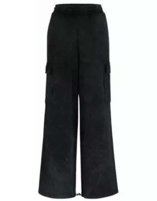 Relaxed-fit cargo tracksuit bottoms in a cotton blend- Black Women's Online Exclusive