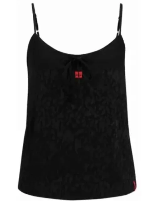 Logo-trim pajama vest with signature jacquard- Black Women's Underwear, Pajamas, and Sock
