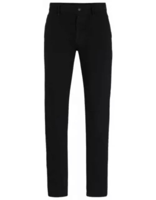 Slim-fit chinos in stretch-cotton satin- Black Men's Casual Pant