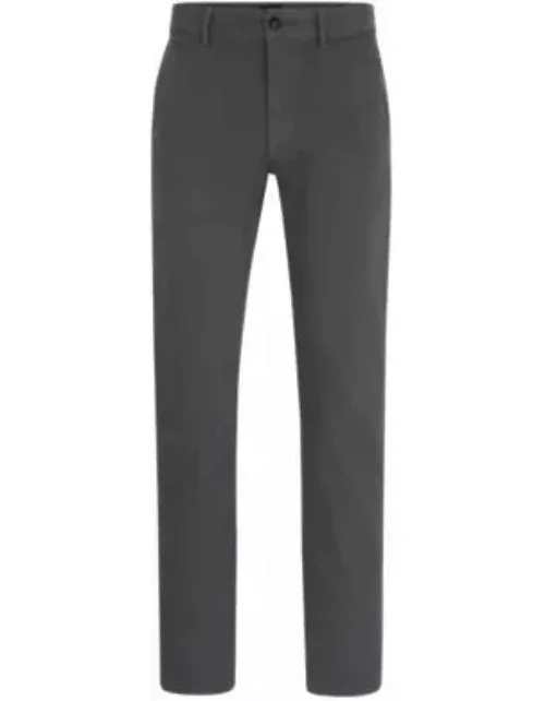 Slim-fit chinos in stretch-cotton satin- Dark Grey Men's Casual Pant