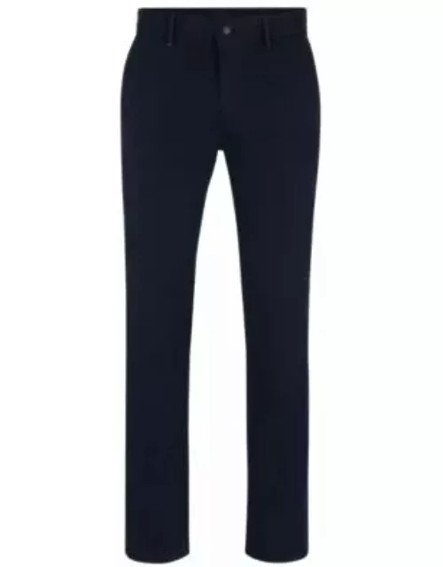 Slim-fit chinos in stretch-cotton satin- Dark Blue Men's Casual Pant