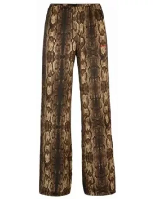 Pajama bottoms in satin with snake print- Patterned Women's Underwear, Pajamas, and Sock