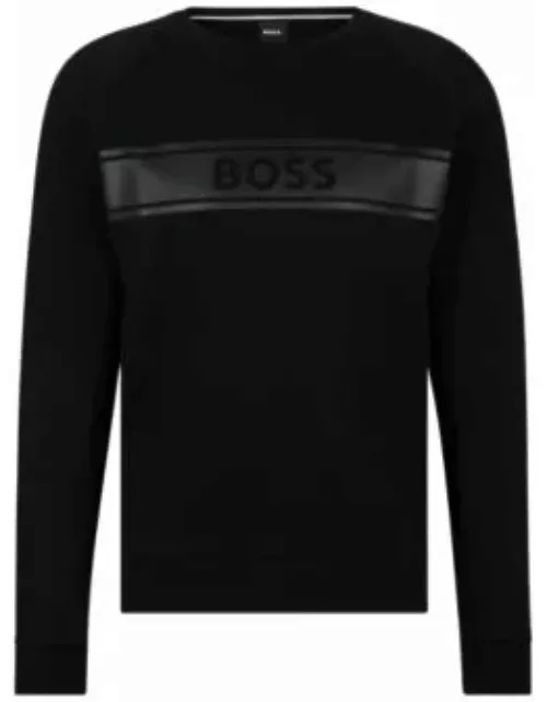 Cotton-terry sweatshirt with tonal logo print- Black Men's Loungewear
